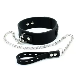 Collier BDSM En Silicone Et Laisse En Métal - Rimba
