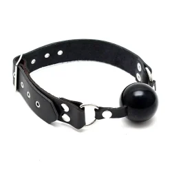 Bal Gag En Silicone Et Cuir Ø 4.4 Cm Noir - Rimba