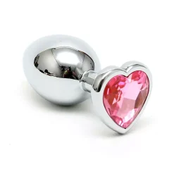 Plug Anal En Acier Cristal En Coeur (Rose) - Rimba