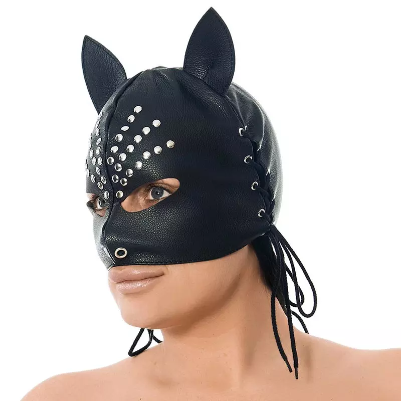 Masque BDSM En Cuir Avec Oreilles - Rimba 1 Masque BDSM En Cuir Avec Oreilles - Rimba
