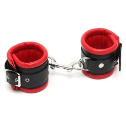 Menottes Rembourrées En Cuir Rouge - Rimba -Sex Toys Femme boutique 12824