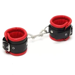 Menottes Rembourrées En Cuir Rouge - Rimba -Sex Toys Femme boutique 12826