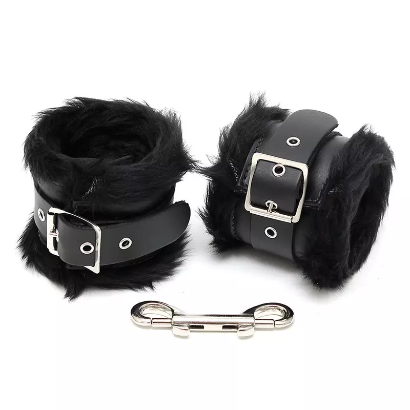 Menottes Rembourrées En Cuir & Fourrure Noir - Rimba 3 Menottes Rembourrées En Cuir & Fourrure Noir - Rimba - Image 3