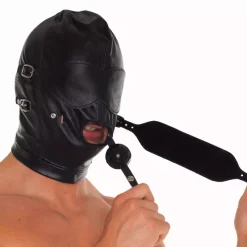 Cagoule BDSM En Cuir Avec Ball Gag - Rimba