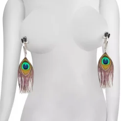 Pinces à Tétons Avec Plumes De Paon - Rimba -Sex Toys Femme boutique 16958