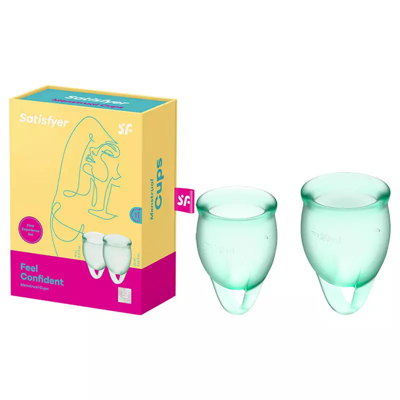 Coupe Menstruelle Feel Confident Vert (2 Pces) - Satisfyer 1 Coupe Menstruelle Feel Confident Vert (2 Pces) - Satisfyer