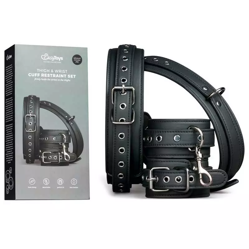 Kit D'attache BDSM Poignet Et Cuisses - EasyToys 2 Kit D'attache BDSM Poignet Et Cuisses - EasyToys - Image 2