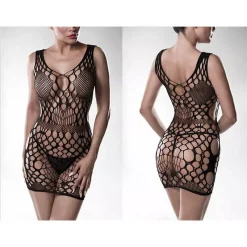 Bodystocking-Robe 20006 (Noir) - Grey Velvet