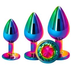 Kit De Plug Anal Aluminium Rear Assets Rainbow (3x) - NS Novelties