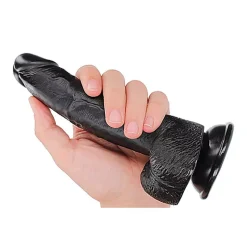 Dildo Réaliste Avec Scrotum 15cm (noir) - RealRock 7 -Sex Toys Femme boutique 22466