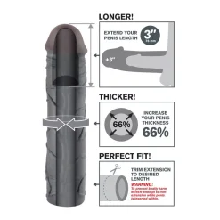 Extension Pénienne Mega 3" Extension Noir – X-Tensions -Sex Toys Femme boutique 8219