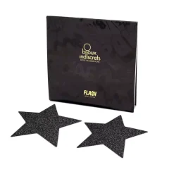 Bijoux Indiscrets Nippies Flash Etoile Noirs - Cache-tétons Adhésifs